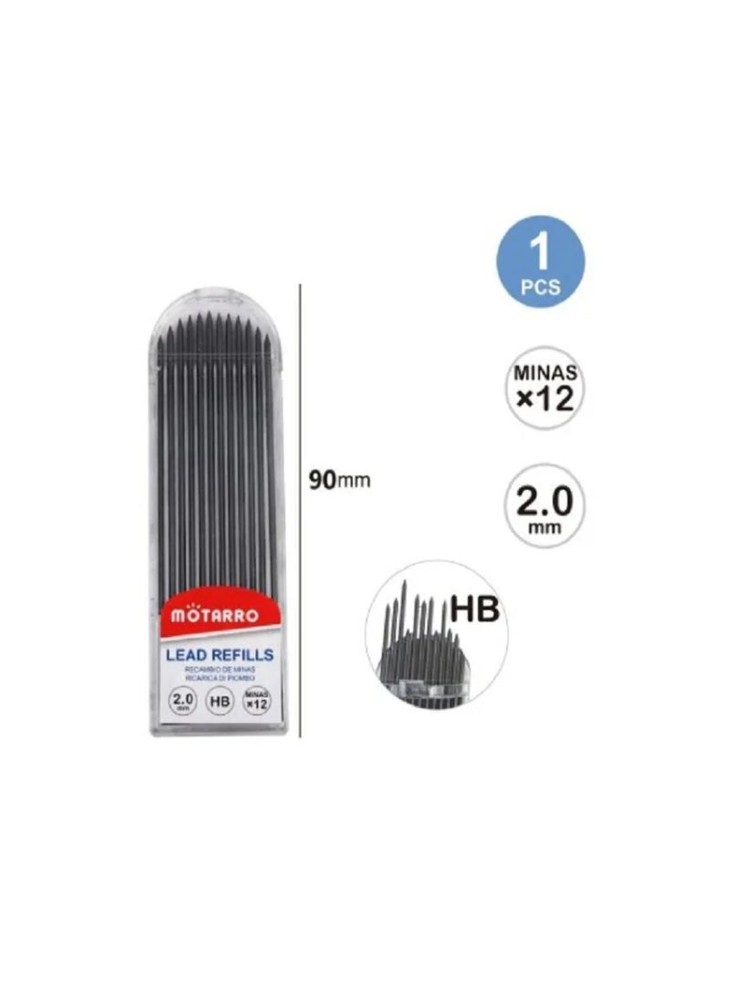 موتارو عبوات قلم الرصاص الميكانيكية MOTARRO 2.0 مم HB MC030-5 - طول 90 مم - جودة ممتازة للرسم - Image 2